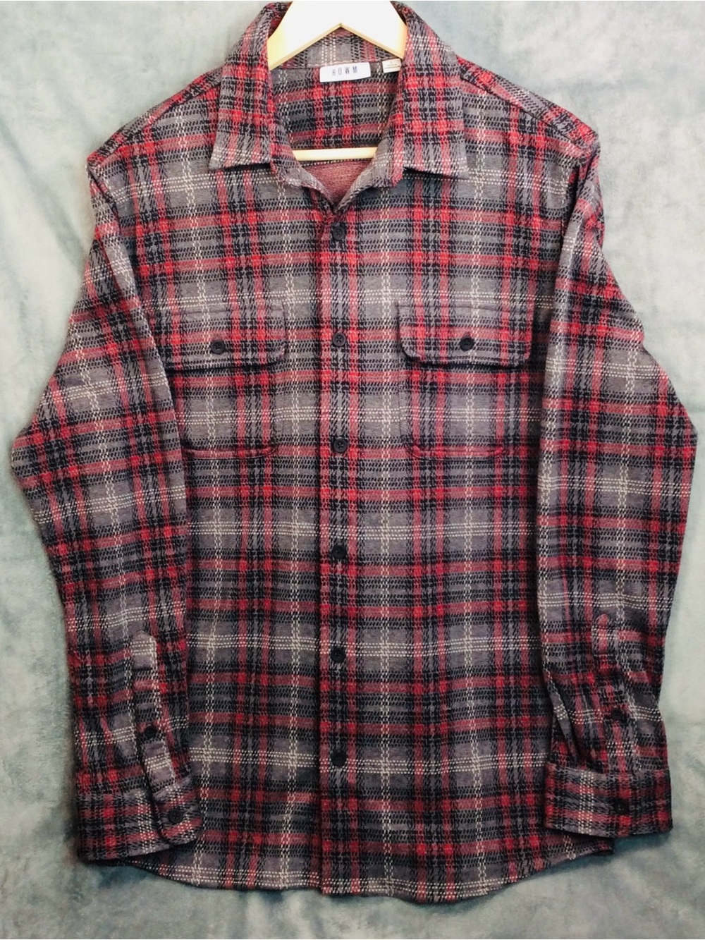 ROWM Plaid Shirt with Red and Gray Check